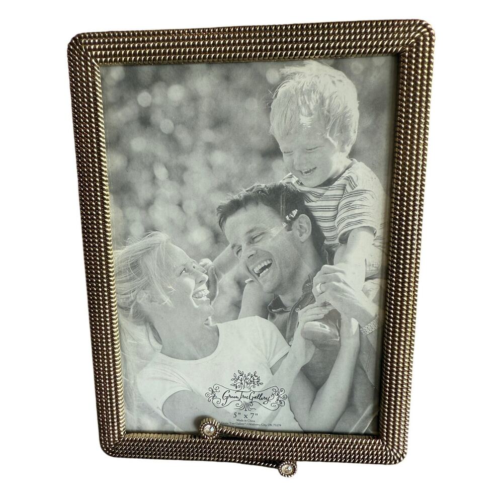 5x7 Green Tea Gallery Picture Frame Gold Rope White Rhinestones